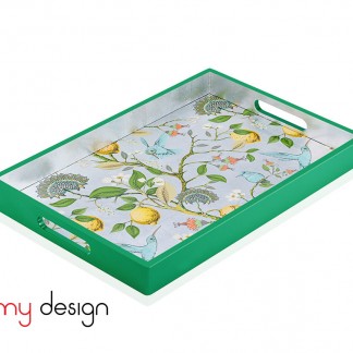 Rectangle lacquer tray with tropical fruit pattern 30*45*4.5 cm